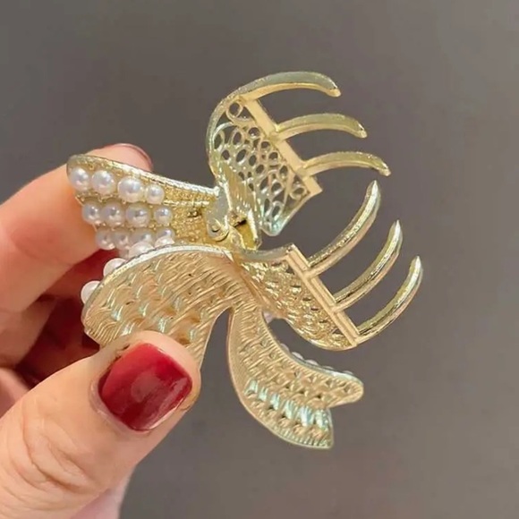 New! Elegant Pearl Bow Hair Clip. Luxury Cute hair accessories ? B0-22 main image 7